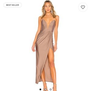 Jake Gown in Taupe Michael Costello x Revolve